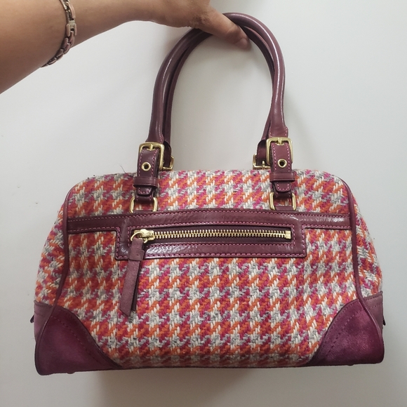 Vtg COACH Limited Edition Hamptons tweed Houndstooth Satchel RARE - Picture 5 of 15